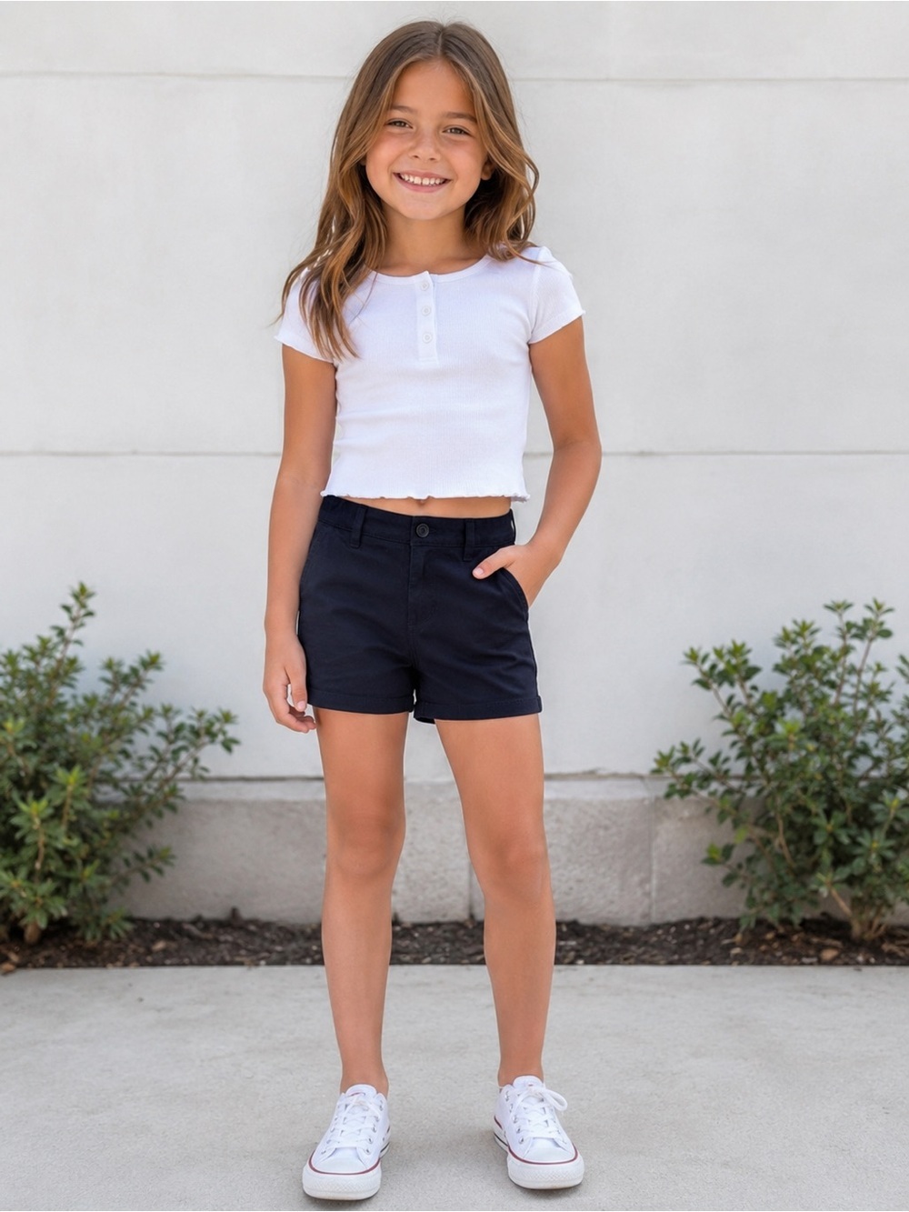 GAP Navy Chino Kids Shorts with Pink Waist Lining
